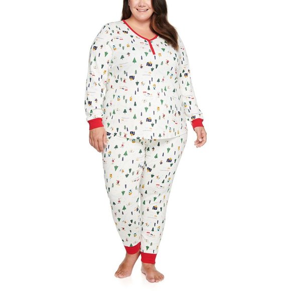 Lauren Conrad Cotton Snowy Skier Pajama Set 1X - Picture 2 of 6